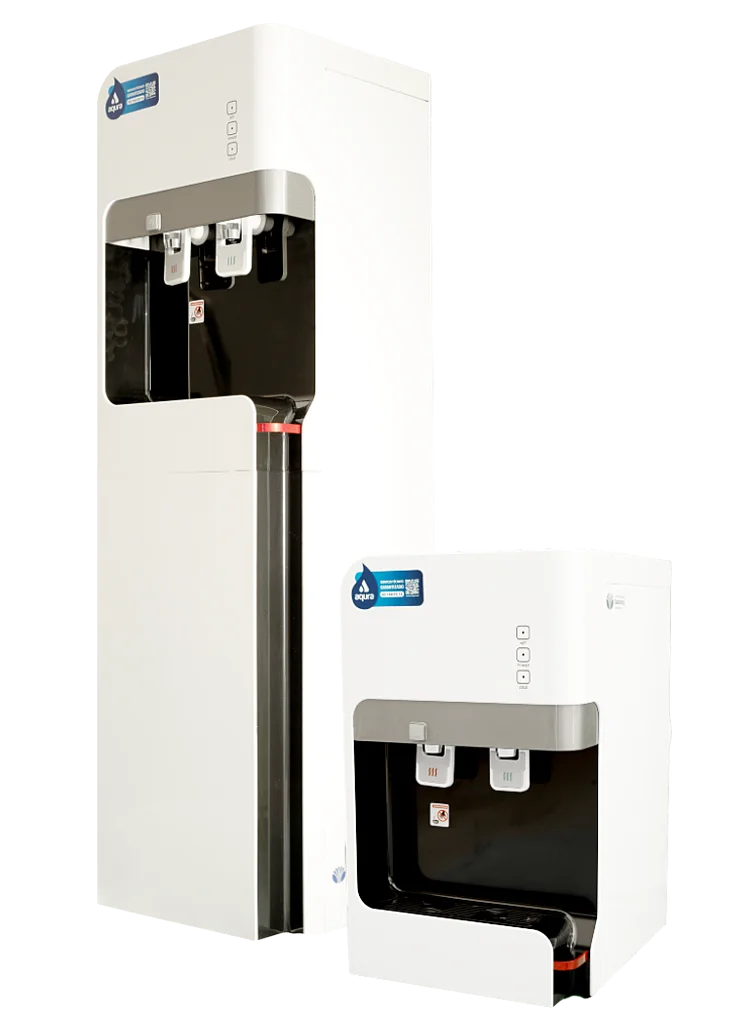 Dispensadores de agua filtrada por ósmosis AQURA Nuba 5500 y Nuba TOP para oficinas, empresas y hogares, disponibles en venta y alquiler con servicio de mantenimiento.